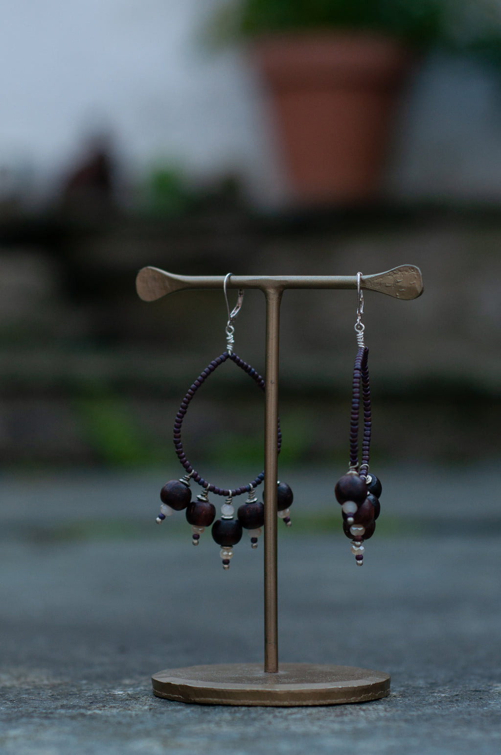 Beaded Earrings Plum Purple
