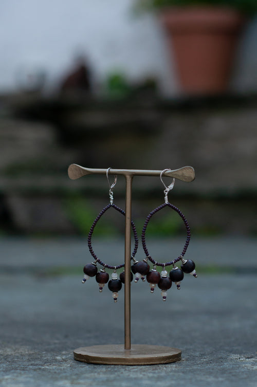 Beaded Earrings Plum Purple