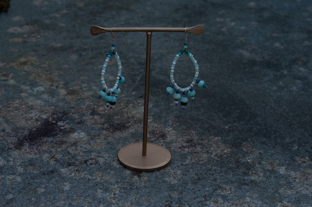 Beaded Hoop Earrings Turquoise