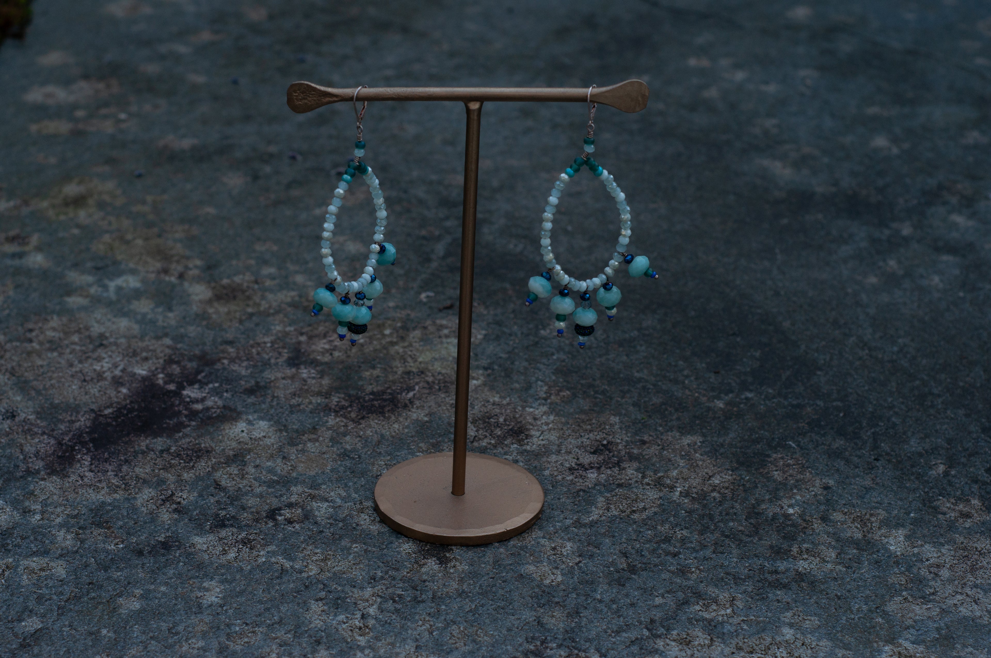 Beaded Hoop Earrings Turquoise